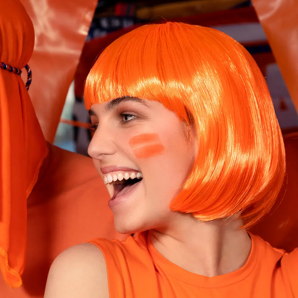 Peluca de Cabaret naranja fluorescente
