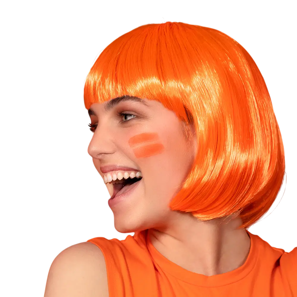 Peluca de Cabaret naranja fluorescente