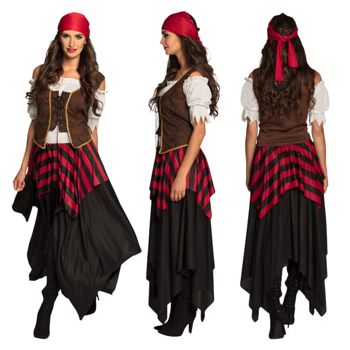 Disfraz de pirata "Tornado" para mujer - Vestido corsé estilo pirata - Talla 40/42