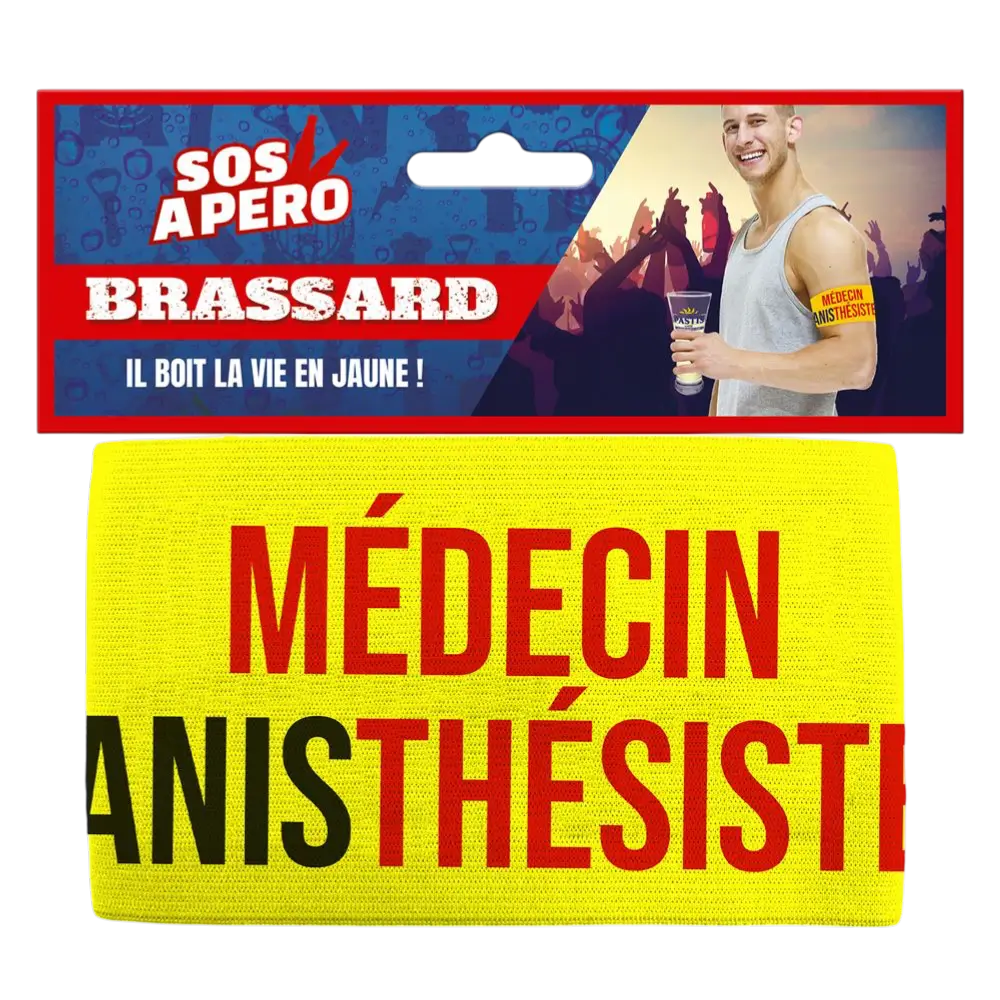 Brazalete de aperitivo amarillo "Médico anestesista" - Entretenimiento nocturno humorístico