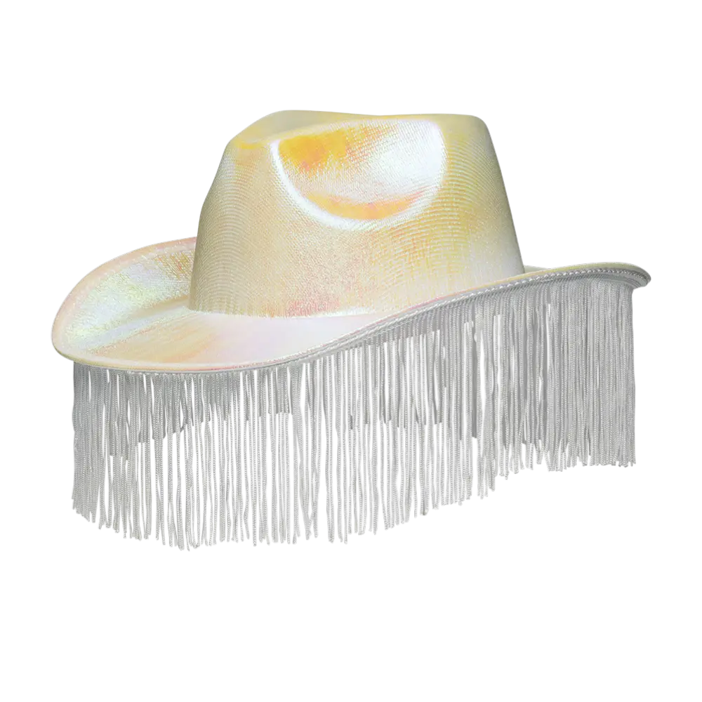 Fabuloso" sombrero vaquero con flecos - Blanco