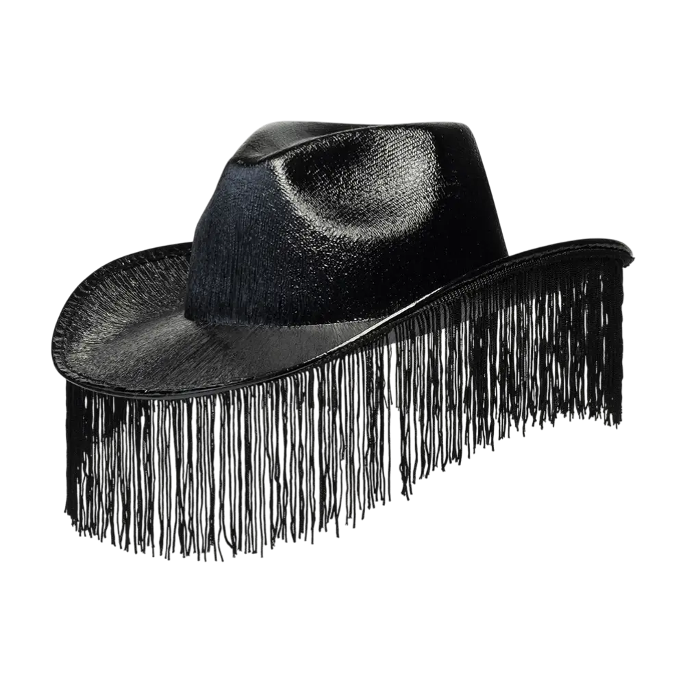 Fabuloso" sombrero vaquero con flecos - Negro