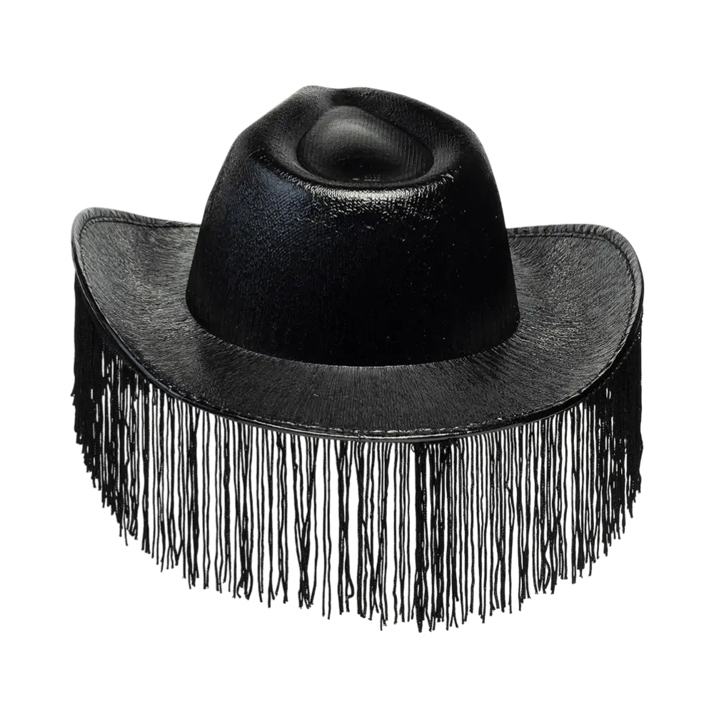 Fabuloso" sombrero vaquero con flecos - Negro