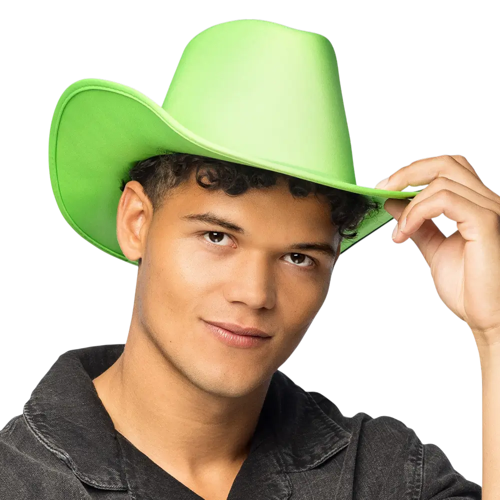 Sombrero vaquero con flecos "Blaze" - Verde fluorescente