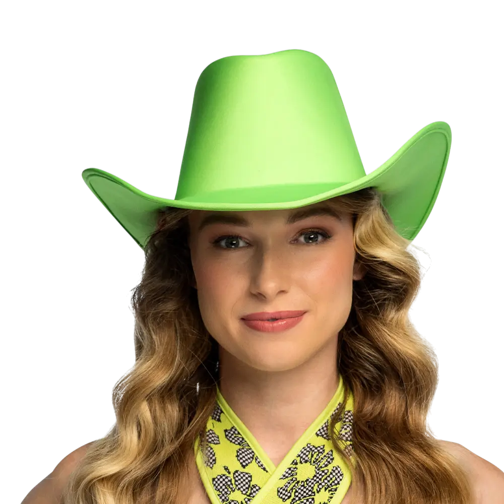 Sombrero vaquero con flecos "Blaze" - Verde fluorescente