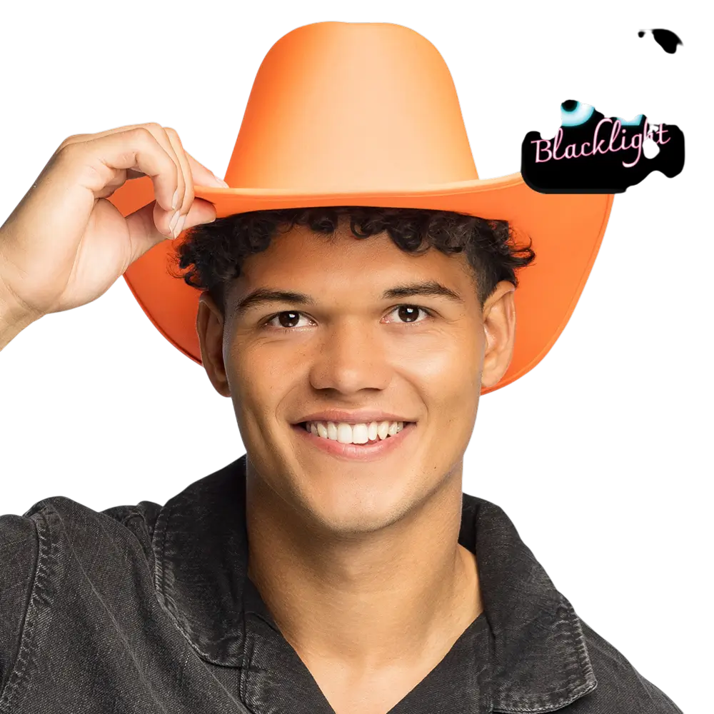 Sombrero vaquero con flecos "Blaze" - Naranja fluorescente