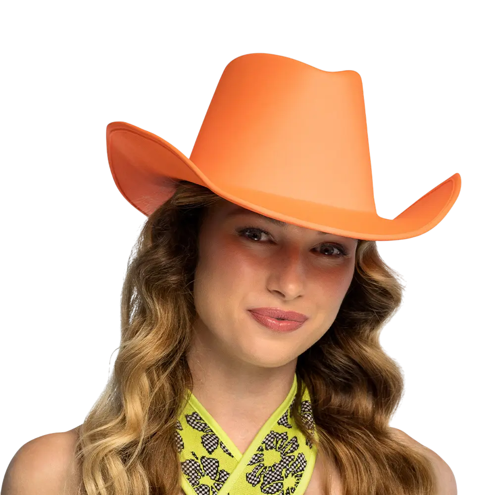 Sombrero vaquero con flecos "Blaze" - Naranja fluorescente