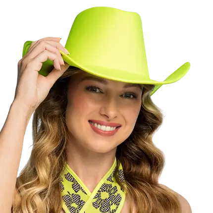 Sombrero vaquero con flecos Blaze - Amarillo fluorescente