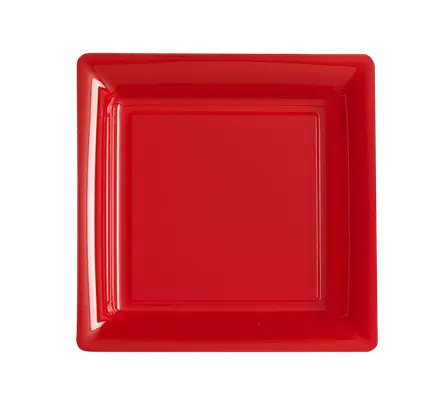 Platos Cuadrados Reutilizables Irrompibles 23,5 cm Rojos – Vajilla para Fiesta