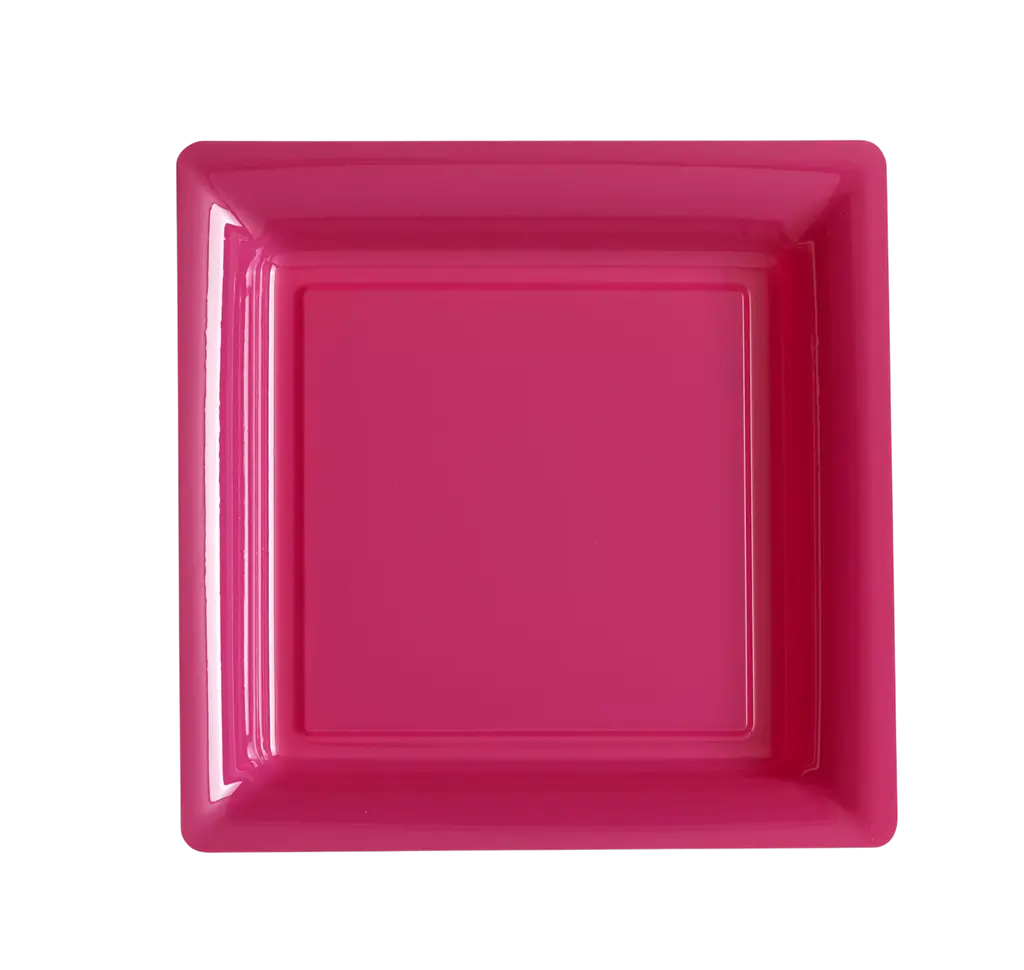Platos Cuadrados Reutilizables Irrompibles 23,5 cm Fucsia – Vajilla para Fiesta