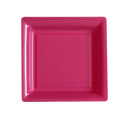 Platos Cuadrados Reutilizables Irrompibles 23,5 cm Fucsia – Vajilla para Fiesta