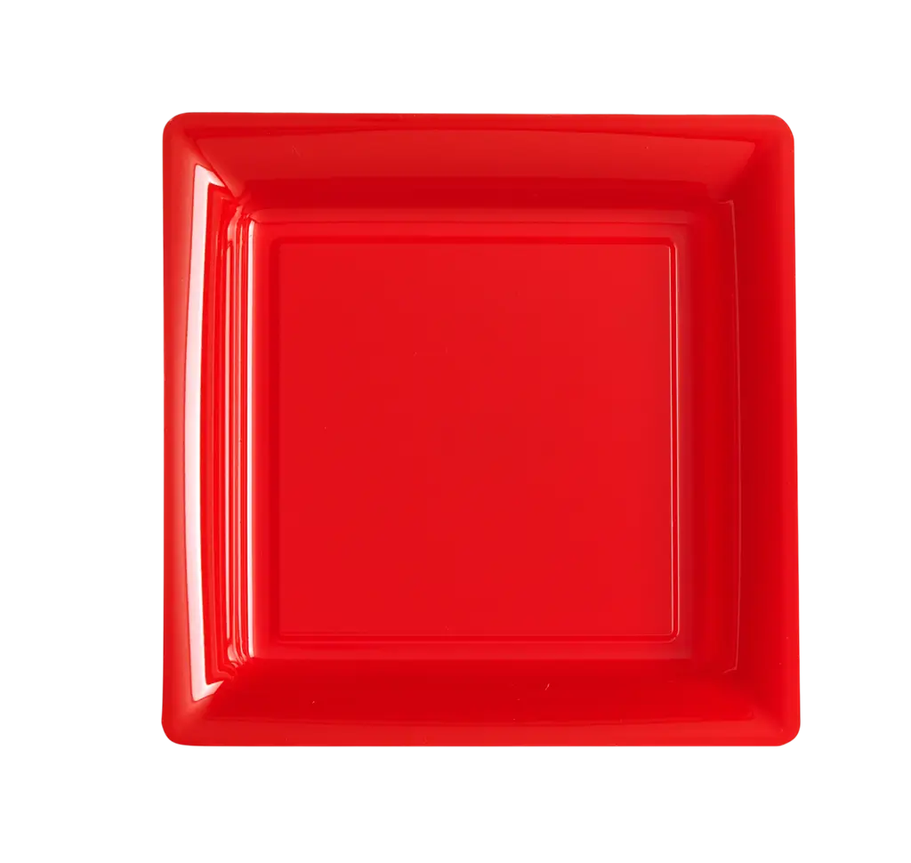 Platos Cuadrados Reutilizables Irrompibles 18 cm Rojos – Vajilla para Fiesta
