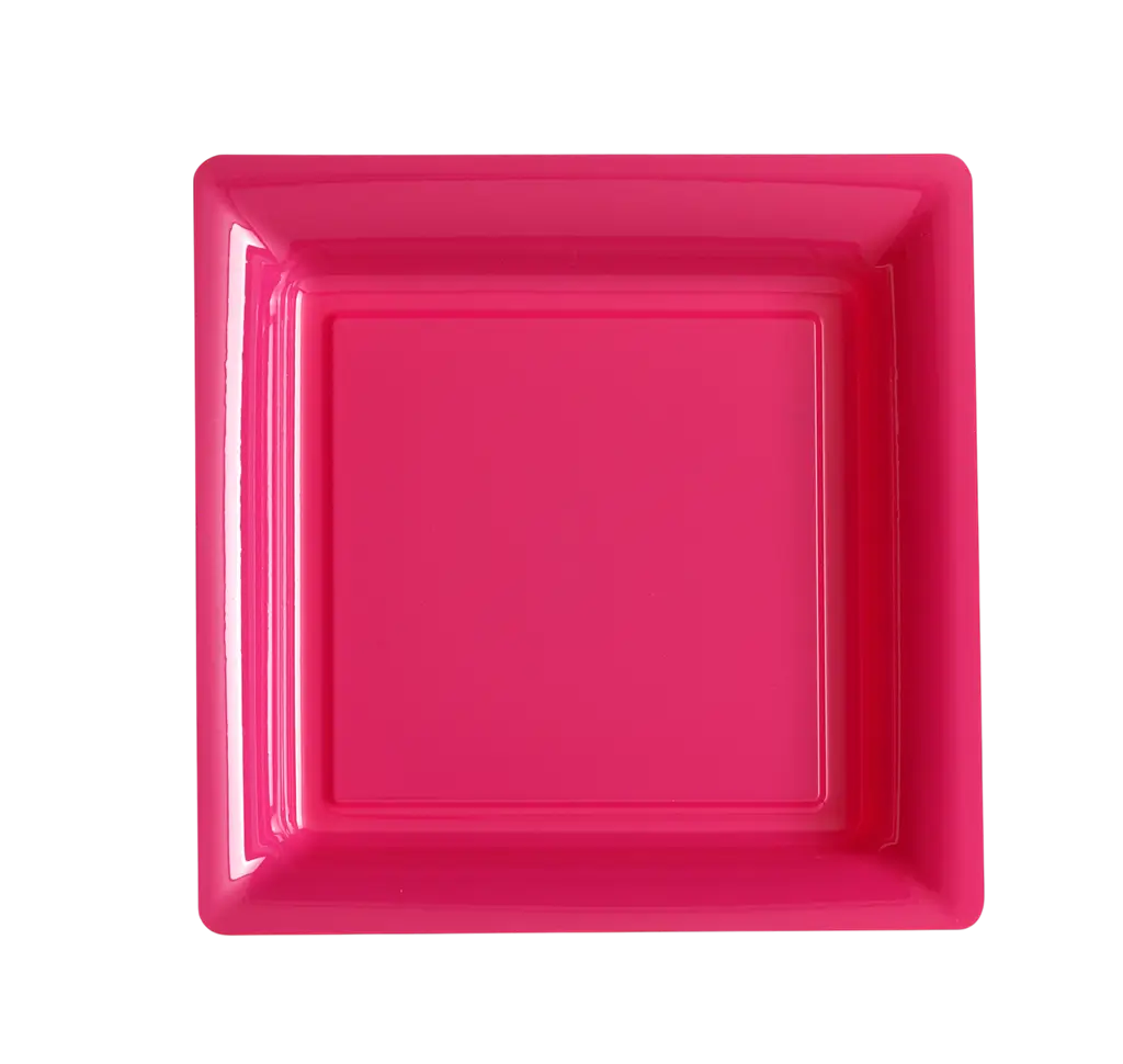 Platos Cuadrados Reutilizables Irrompibles 18 cm Fucsia – Vajilla para Fiesta