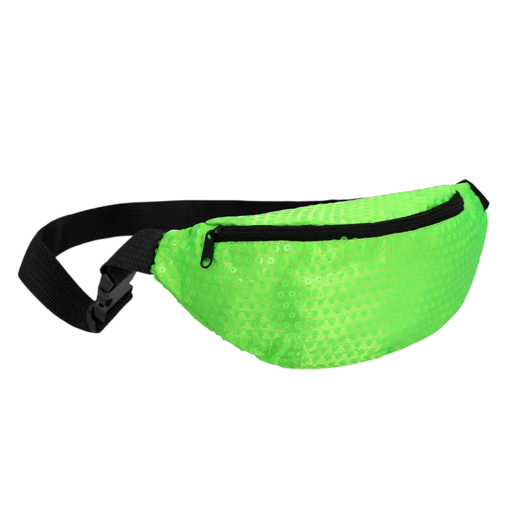 Riñonera de lentejuelas para fiestas y disfraces - Verde fluorescente