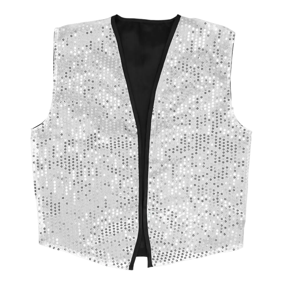 Chaleco y pajarita de lentejuelas "Spangles" - Talla M/L - Plata