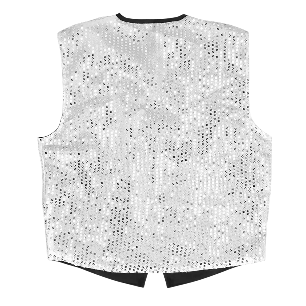 Chaleco y pajarita de lentejuelas "Spangles" - Talla M/L - Plata