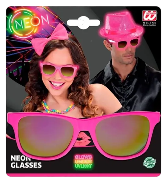 Gafas rosa neón años 80 - Lentes de espejo efecto Revo
