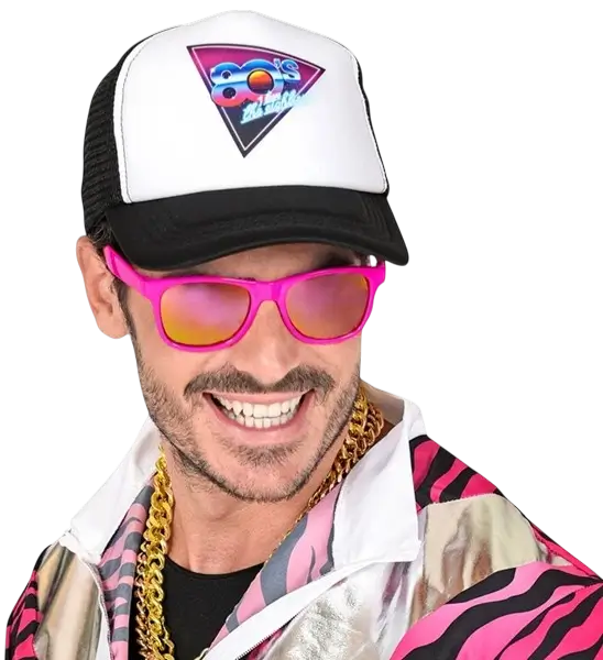 Gafas rosa neón años 80 - Lentes de espejo efecto Revo