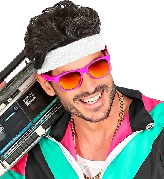 Gafas rosa neón años 80 - Lentes de espejo efecto Revo