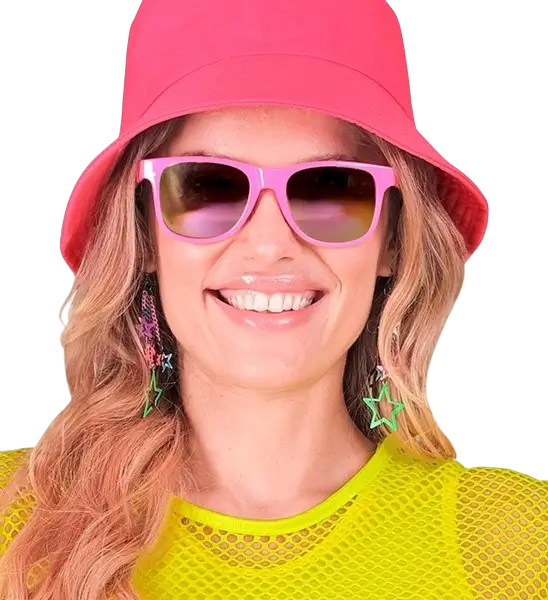 Gafas rosa neón años 80 - Lentes de espejo efecto Revo
