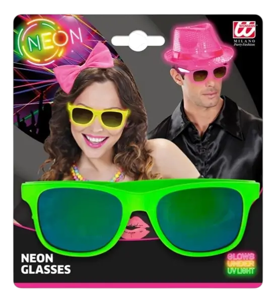 Gafas verde neón años 80 - Lentes de espejo efecto Revo