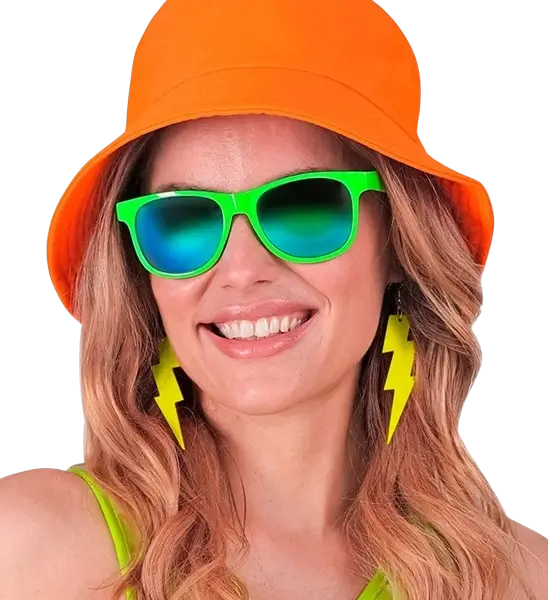 Gafas verde neón años 80 - Lentes de espejo efecto Revo