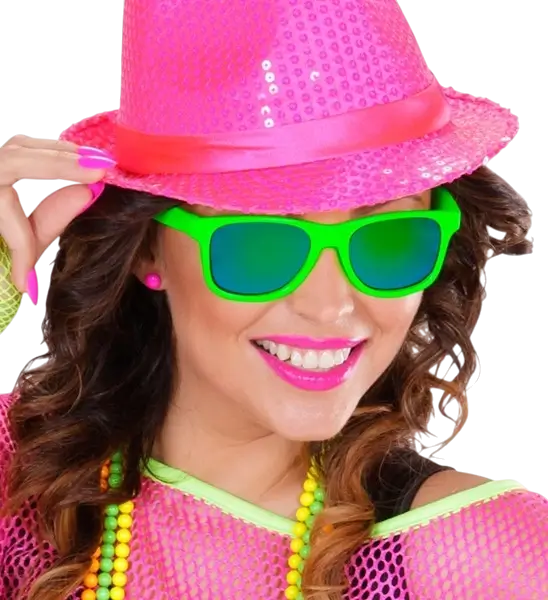Gafas verde neón años 80 - Lentes de espejo efecto Revo