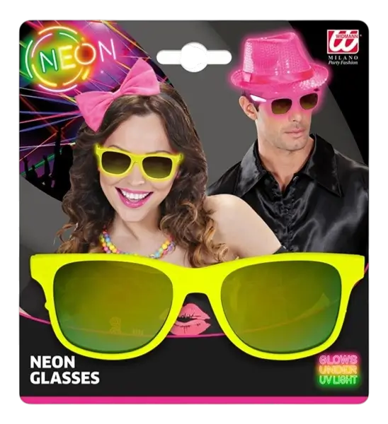 Gafas amarillo neón años 80 - Lentes de espejo efecto Revo