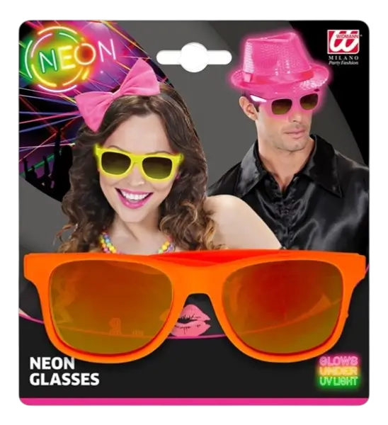 Gafas de sol naranja neón años 80 - Lentes espejadas efecto Revo