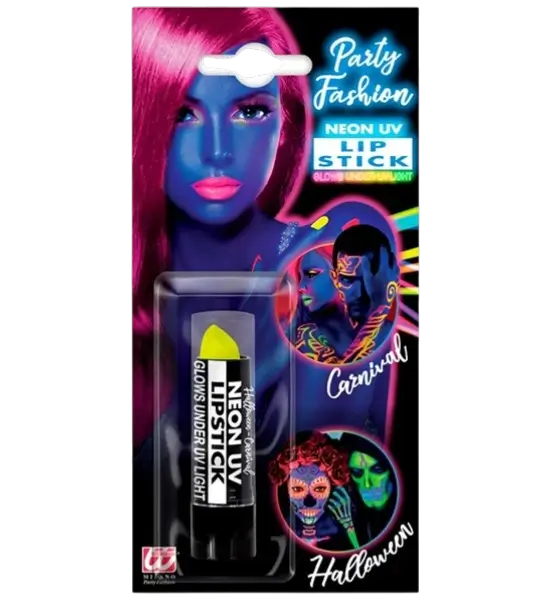 Barra de labios amarillo fluorescente UV - Halloween Carnaval Maquillaje Facial - 6 ml