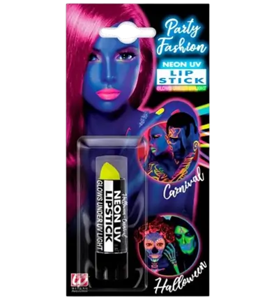 Barra de labios amarillo fluorescente UV - Halloween Carnaval Maquillaje Facial - 6 ml