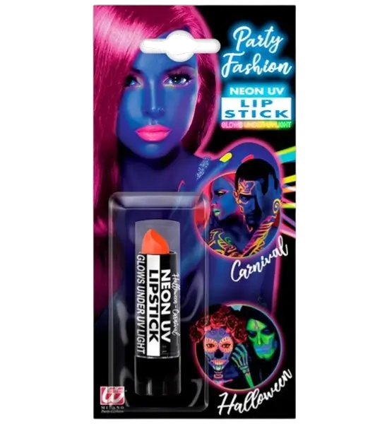 Barra de Labios Naranja Fluorescente UV - Maquillaje Facial Carnaval Halloween - 6 ml