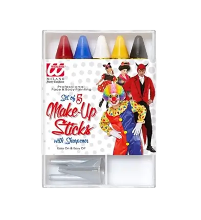 Lápices de maquillaje facial - Kit de 5 colores con sacapuntas - Halloween Carnaval Party