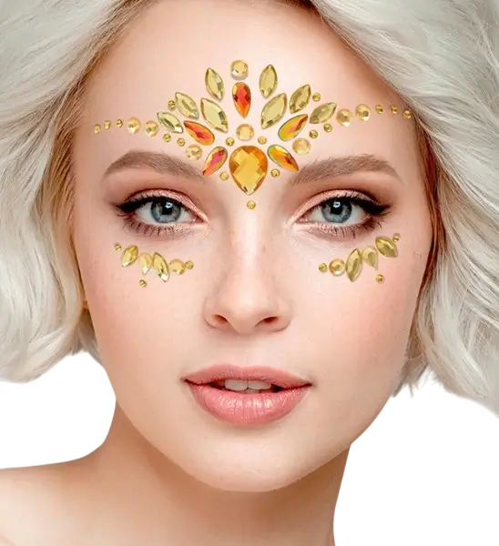 Diamantes amarillos Face Jewellery - Festival Strass