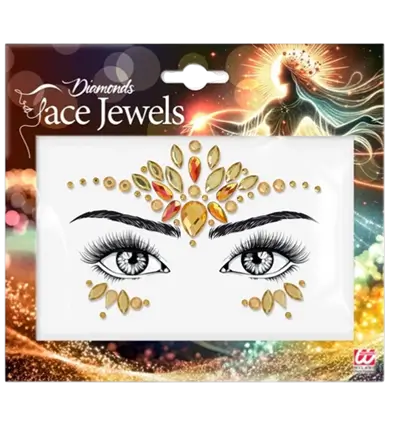 Diamantes amarillos Face Jewellery - Festival Strass