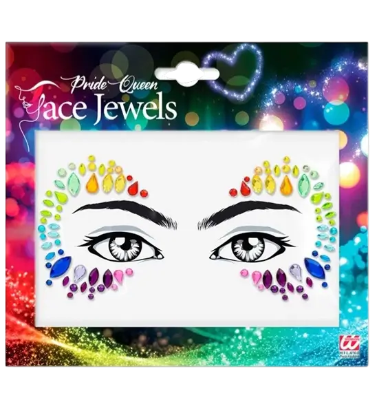 Joyas faciales Reine de la Pride - Strass arco iris