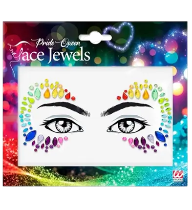 Joyas faciales Reine de la Pride - Strass arco iris