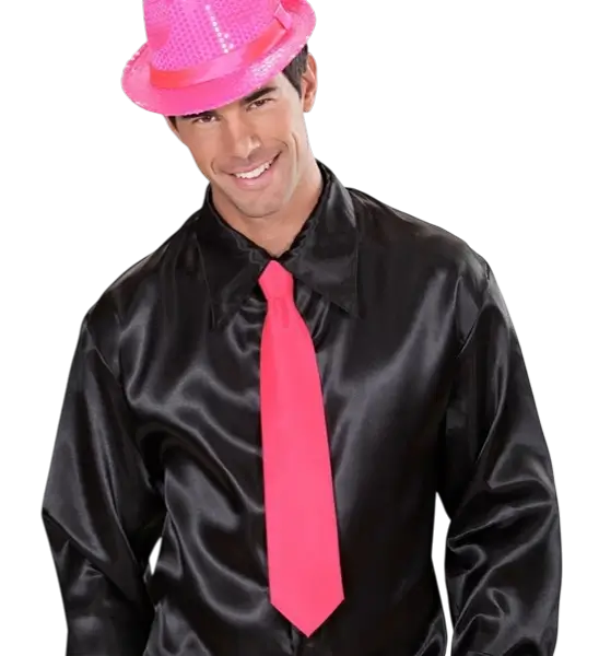 Corbata de satén rosa fluorescente - Accesorio de noche años 80