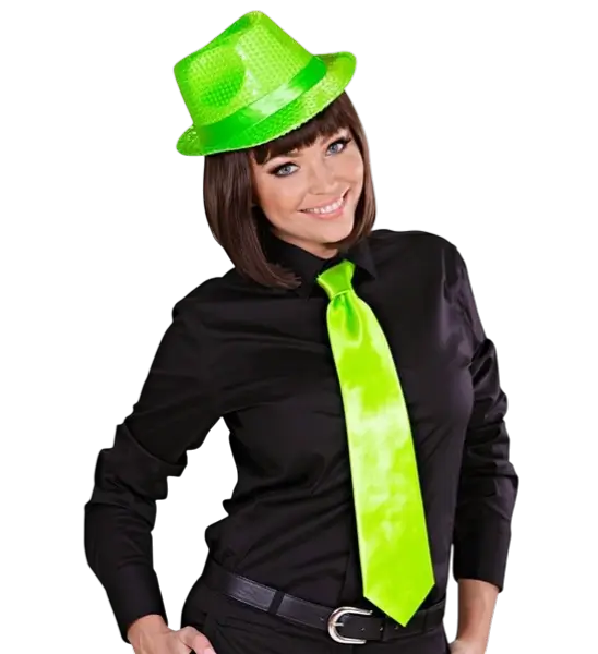 Corbata de raso verde fluorescente - Accesorio de noche años 80