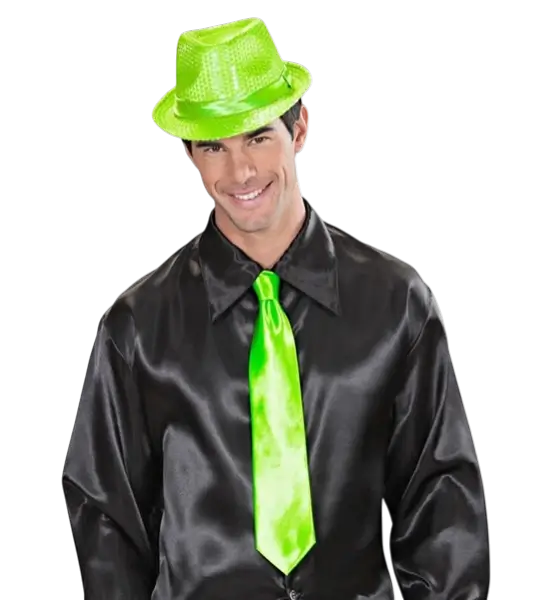 Corbata de raso verde fluorescente - Accesorio de noche años 80