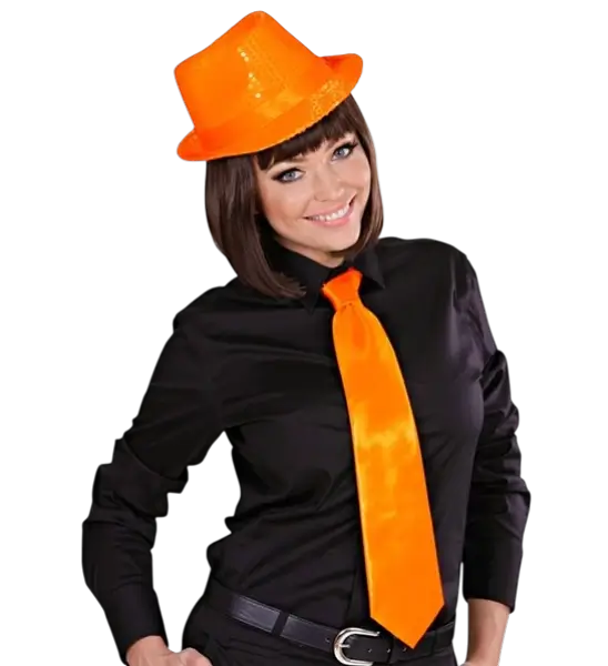 Corbata de raso naranja fluorescente - Accesorio de noche años 80