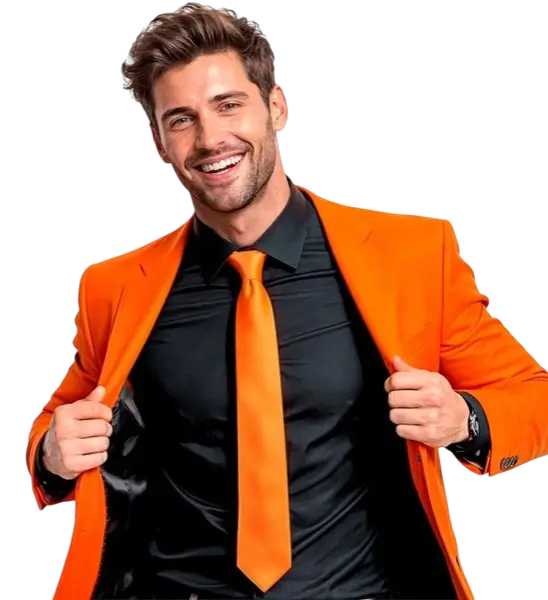 Corbata de raso naranja fluorescente - Accesorio de noche años 80
