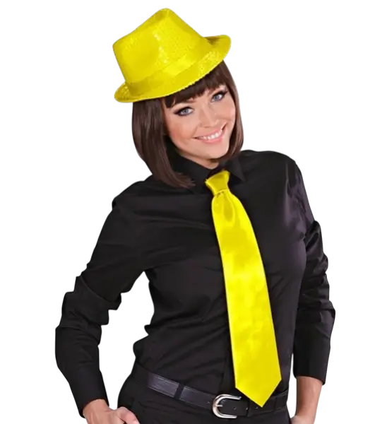 Corbata de satén amarillo fluorescente - Accesorio de noche años 80