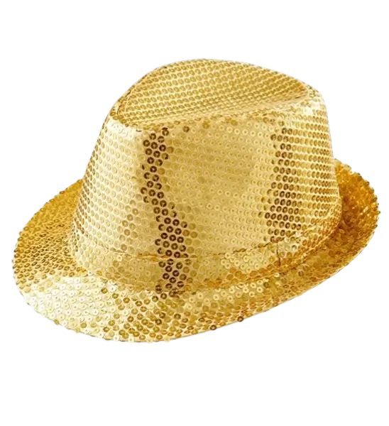 Chapeau Pailleté Doré - Accesorio de noche Disco