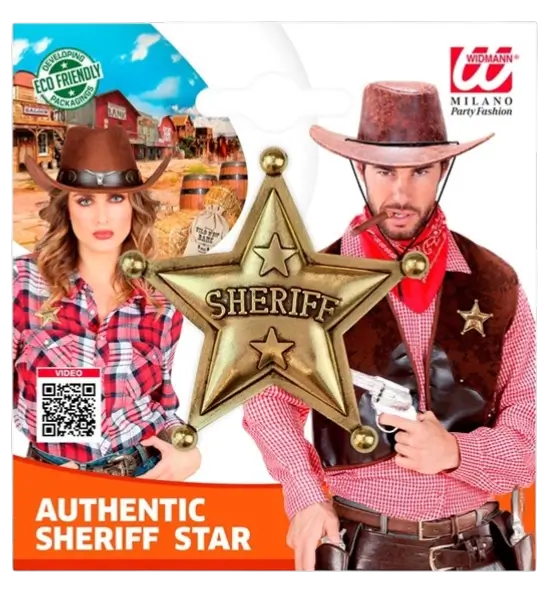 Auténtica estrella de Sheriff - Insignia Cowboy Far West