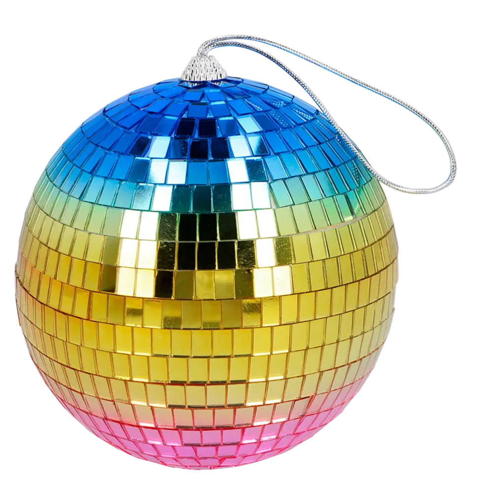 Rainbow Disco Ball 15 cm - Decoración para fiestas Disco & 80's