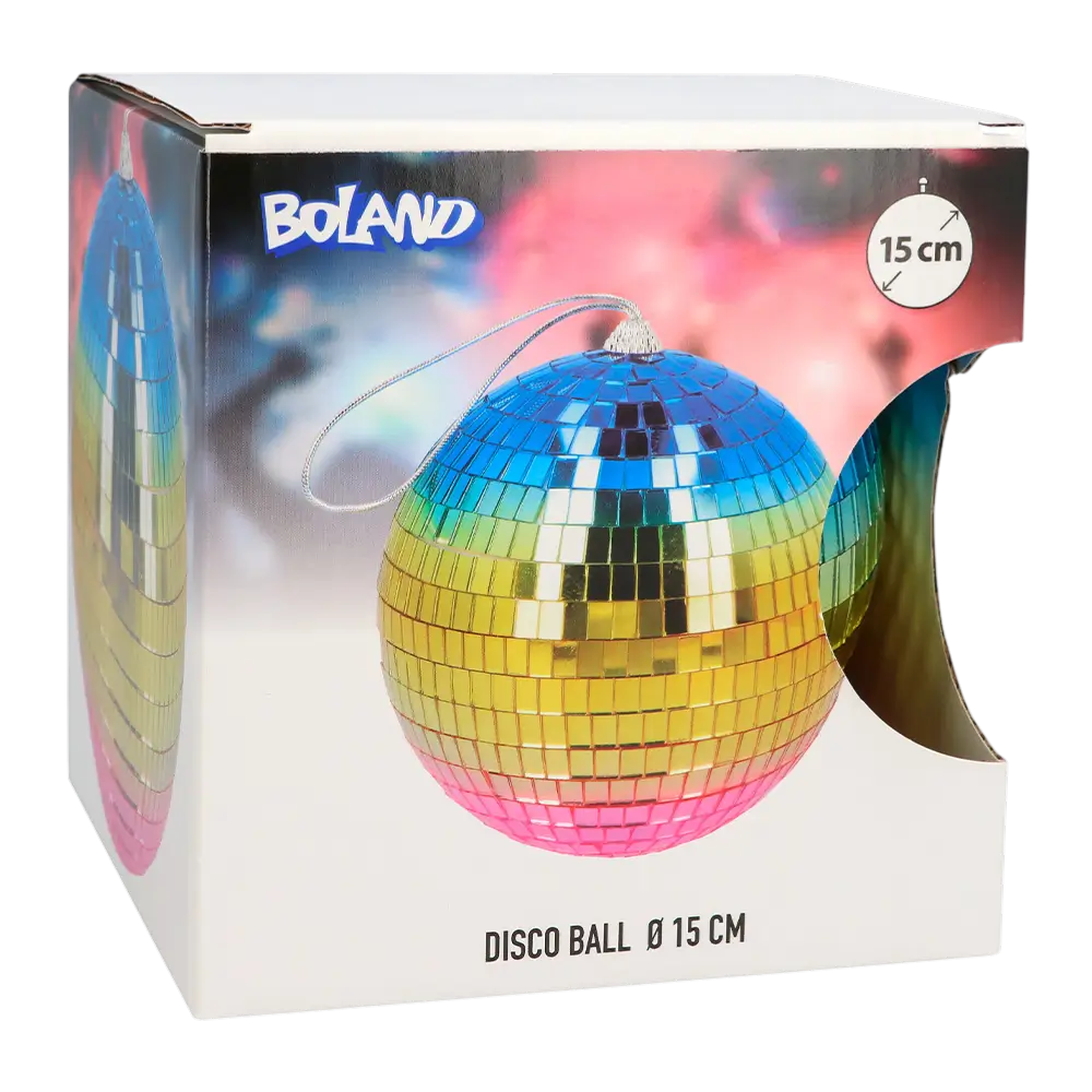 Rainbow Disco Ball 15 cm - Decoración para fiestas Disco & 80's