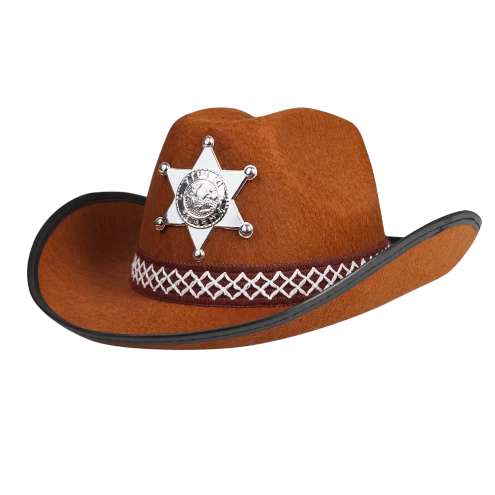 Sombrero de Vaquero Marrón Sheriff - Accesorio Disfraz Salvaje Oeste