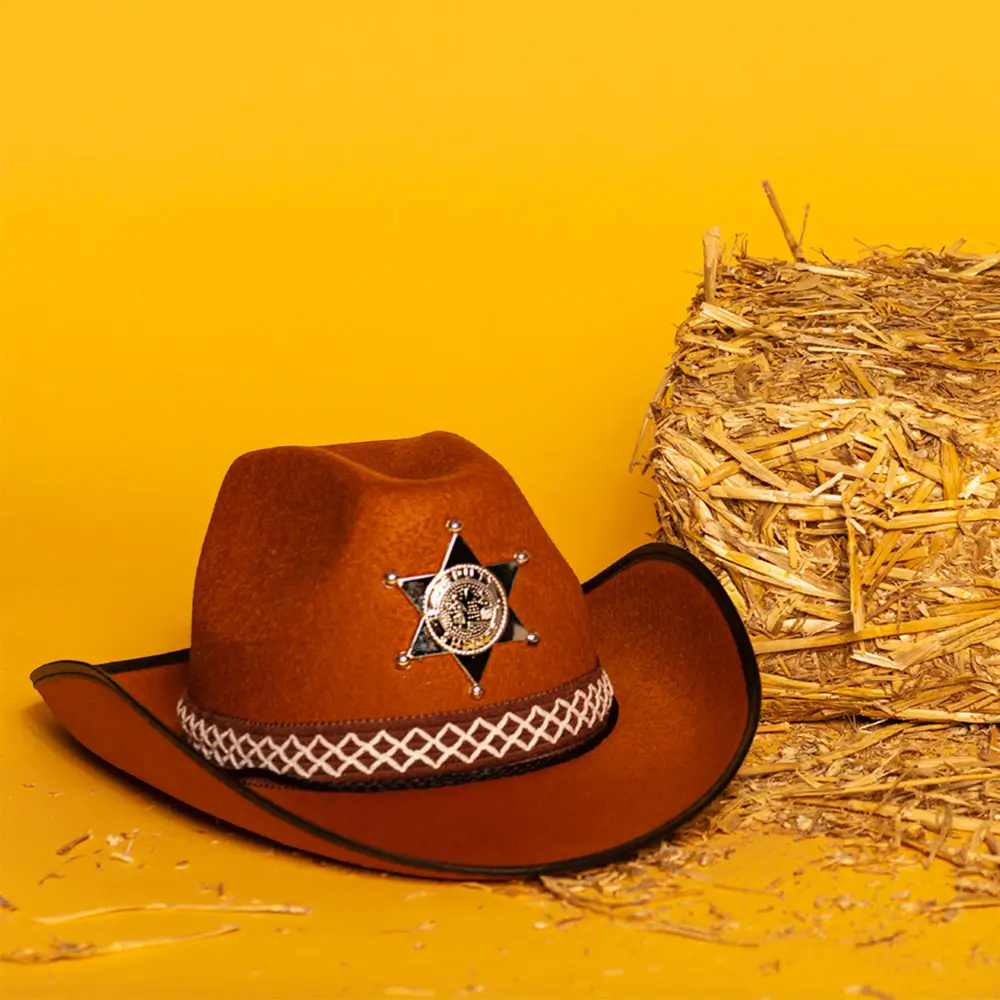 Sombrero de Vaquero Marrón Sheriff - Accesorio Disfraz Salvaje Oeste