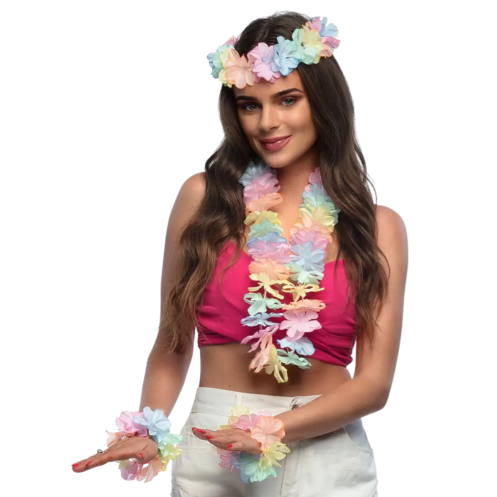 Kit Pastel Hawaiano - Accesorios para disfraces hawaianos